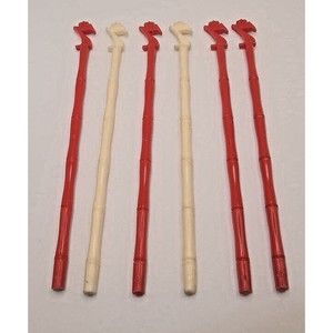 Seagram 7 Drink Stirrers Set of 6 Swizzle Sticks Barware Vintage MCM Red White